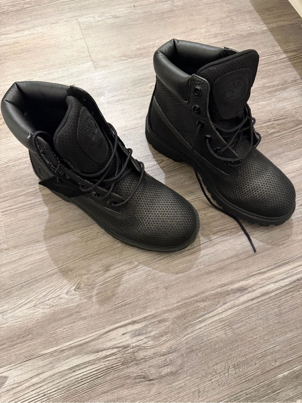 Timberland All-Black Textured Leather Work Boots